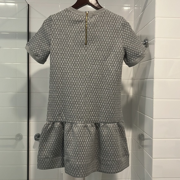 KATE SPADE Grey Diamond Quilted Crew Neck Ruffle Hem Drop Waist Dress - Picture 14 of 15